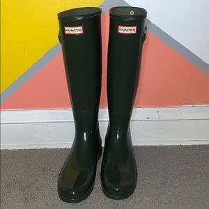 Dark green hunter boots